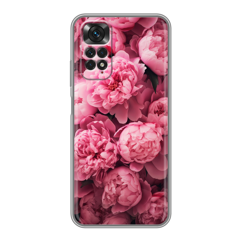 Силиконовый чехол на Xiaomi Redmi Note 11 с принтом цветы пионы Силиконовый чехол на Xiaomi Redmi Note 11 с принтом цветы пионы