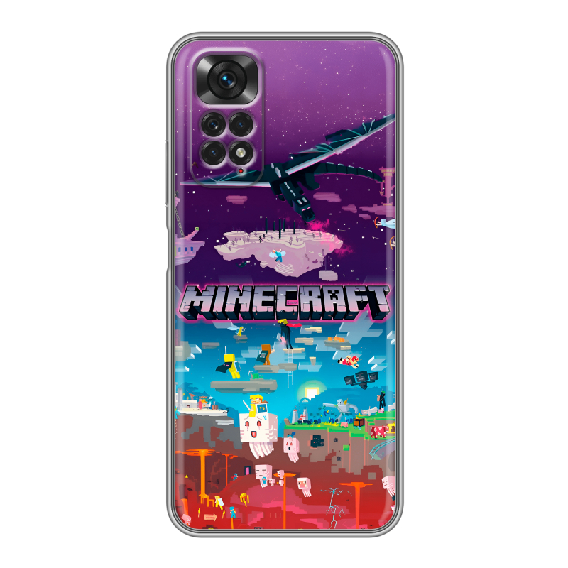 Силиконовый чехол на Xiaomi Redmi Note 11 с принтом Майнкрафт Minecraft Силиконовый чехол на Xiaomi Redmi Note 11 с принтом Майнкрафт Minecraft