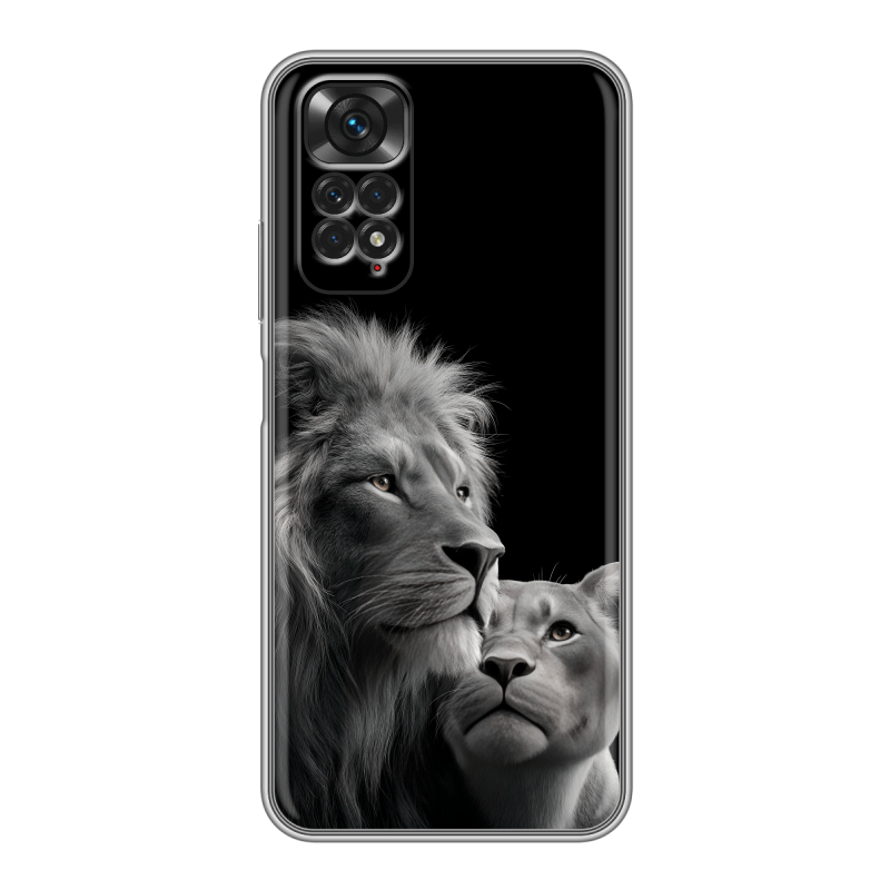 Силиконовый чехол на Xiaomi Redmi Note 11 с принтом Лев кошки Силиконовый чехол на Xiaomi Redmi Note 11 с принтом Лев кошки