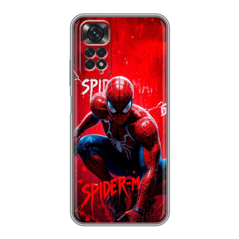 Силиконовый чехол на Xiaomi Redmi Note 11 с принтом Spiderman Человек паук Силиконовый чехол на Xiaomi Redmi Note 11 с принтом Spiderman Человек паук