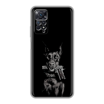Силиконовый чехол на Xiaomi Redmi Note 11 Pro с принтом Доберман и пистолет Силиконовый чехол на Xiaomi Redmi Note 11 Pro с принтом Доберман и пистолет