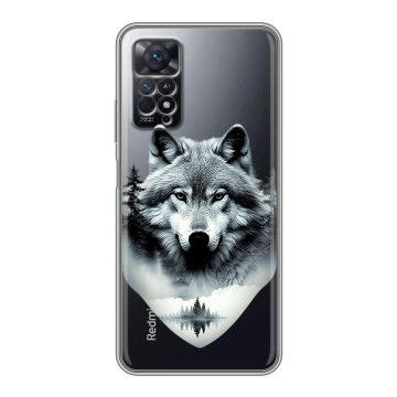 Силиконовый чехол на Xiaomi Redmi Note 11 Pro с принтом Волк в лесу