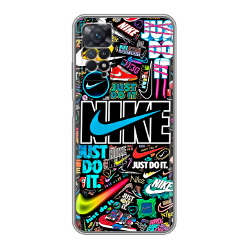 Силиконовый чехол на Xiaomi Redmi Note 11 Pro с принтом найк nike черный