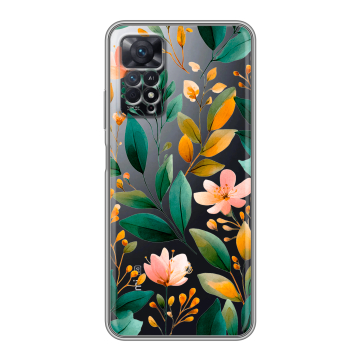 Силиконовый чехол на Xiaomi Redmi Note 11 Pro с принтом Цветы паттерн Силиконовый чехол на Xiaomi Redmi Note 11 Pro с принтом Цветы паттерн
