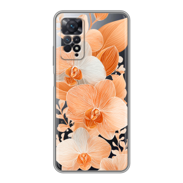 Силиконовый чехол на Xiaomi Redmi Note 11 Pro с принтом Бежевые цветы Силиконовый чехол на Xiaomi Redmi Note 11 Pro с принтом Бежевые цветы