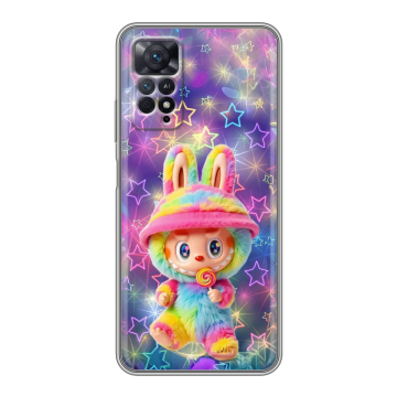 Силиконовый чехол на Xiaomi Redmi Note 11 Pro с принтом Labubu Лабубу