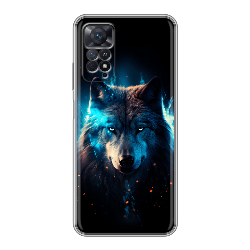 Силиконовый чехол на Xiaomi Redmi Note 11 Pro с принтом Волк ночной Силиконовый чехол на Xiaomi Redmi Note 11 Pro с принтом Волк ночной