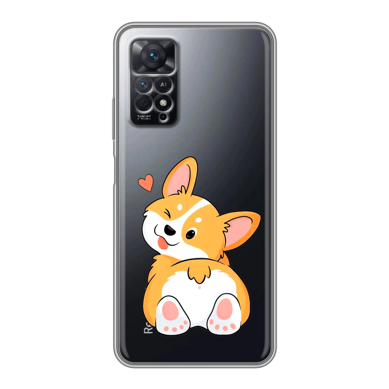 Силиконовый чехол на Xiaomi Redmi Note 11 Pro с принтом Корги Силиконовый чехол на Xiaomi Redmi Note 11 Pro с принтом Корги