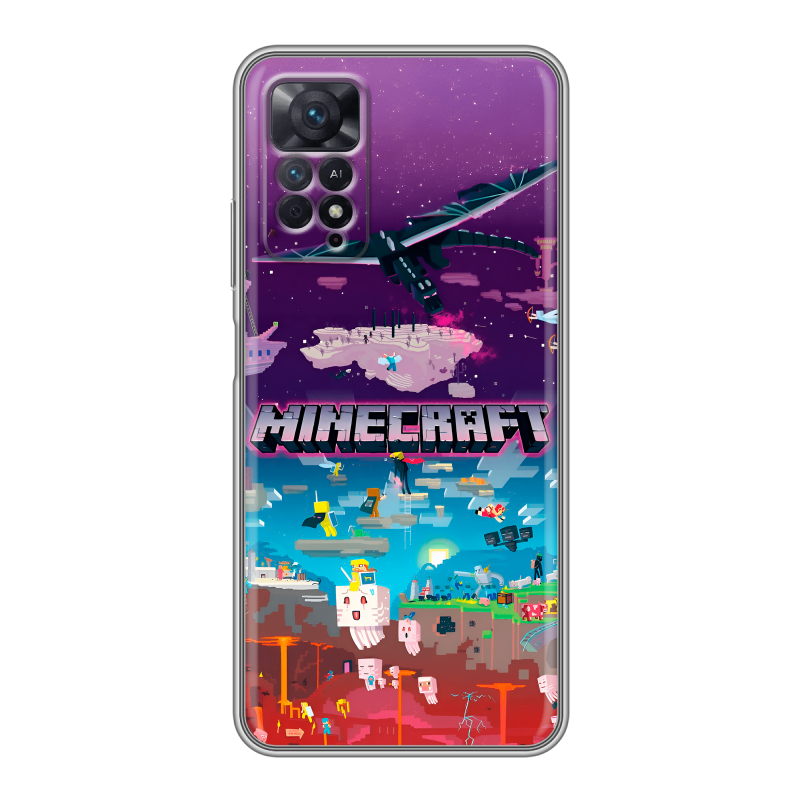 Силиконовый чехол на Xiaomi Redmi Note 11 Pro с принтом Майнкрафт Minecraft Силиконовый чехол на Xiaomi Redmi Note 11 Pro с принтом Майнкрафт Minecraft