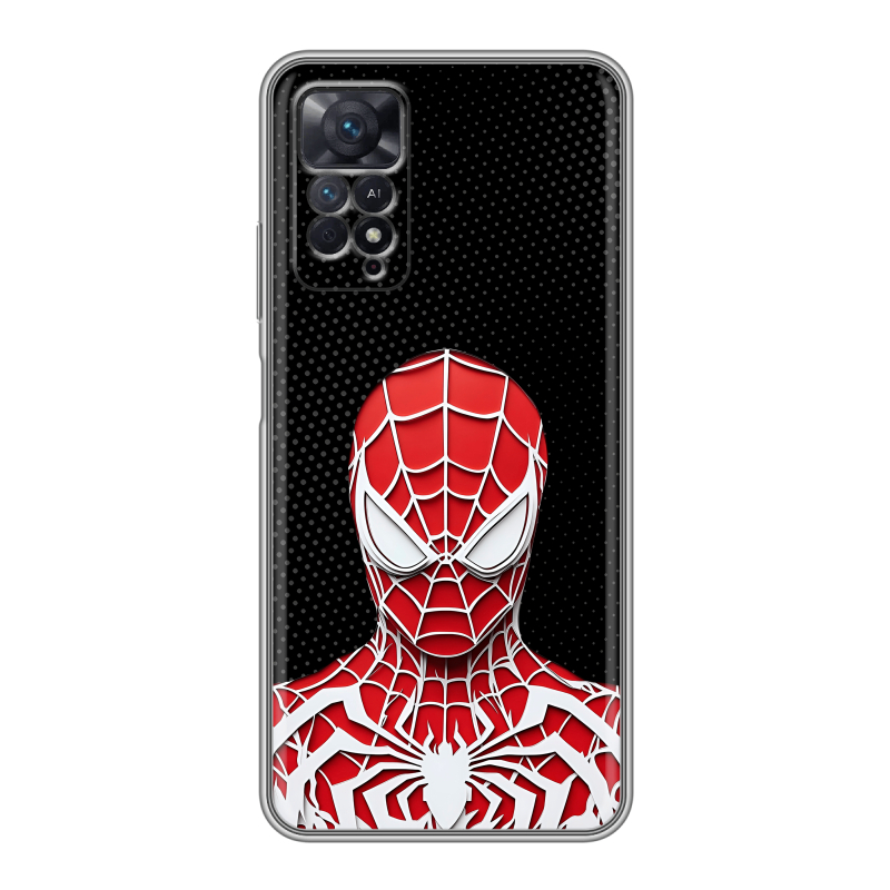 Силиконовый противоударный чехол на Xiaomi Redmi Note 11 Pro с принтом человек паук spiderman Силиконовый противоударный чехол на Xiaomi Redmi Note 11 Pro с принтом человек паук spiderman