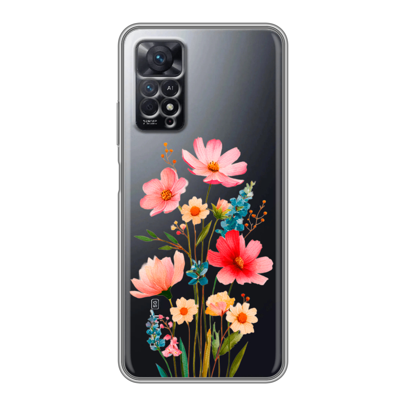 Силиконовый чехол на Xiaomi Redmi Note 11 Pro с принтом Цветы Силиконовый чехол на Xiaomi Redmi Note 11 Pro с принтом Цветы