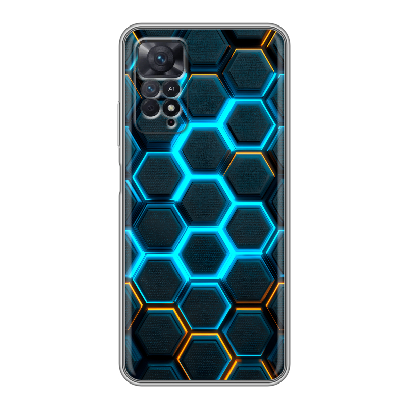 Силиконовый чехол на Xiaomi Redmi Note 11 Pro с принтом Неоновые соты Силиконовый чехол на Xiaomi Redmi Note 11 Pro с принтом Неоновые соты