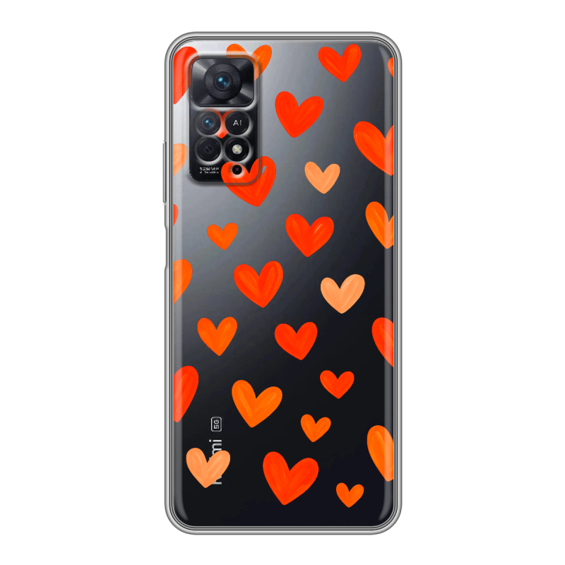 Силиконовый противоударный чехол на Xiaomi Redmi Note 11 Pro с принтом Сердечки Силиконовый противоударный чехол на Xiaomi Redmi Note 11 Pro с принтом Сердечки