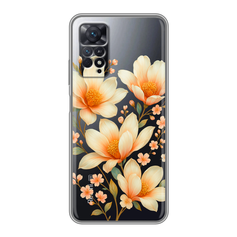 Силиконовый противоударный чехол на Xiaomi Redmi Note 11 Pro с принтом Цветы Силиконовый противоударный чехол на Xiaomi Redmi Note 11 Pro с принтом Цветы