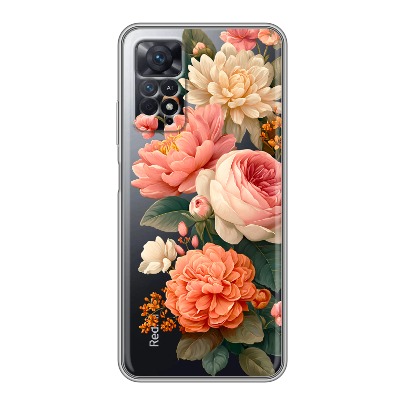 Силиконовый чехол на Xiaomi Redmi Note 11 Pro с принтом цветы Силиконовый чехол на Xiaomi Redmi Note 11 Pro с принтом цветы