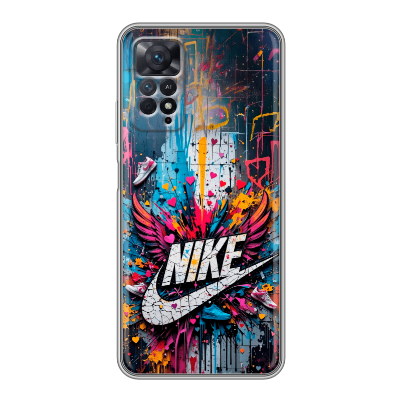 Силиконовый противоударный чехол на Xiaomi Redmi Note 11 Pro с принтом Nike Найк Силиконовый противоударный чехол на Xiaomi Redmi Note 11 Pro с принтом Nike Найк
