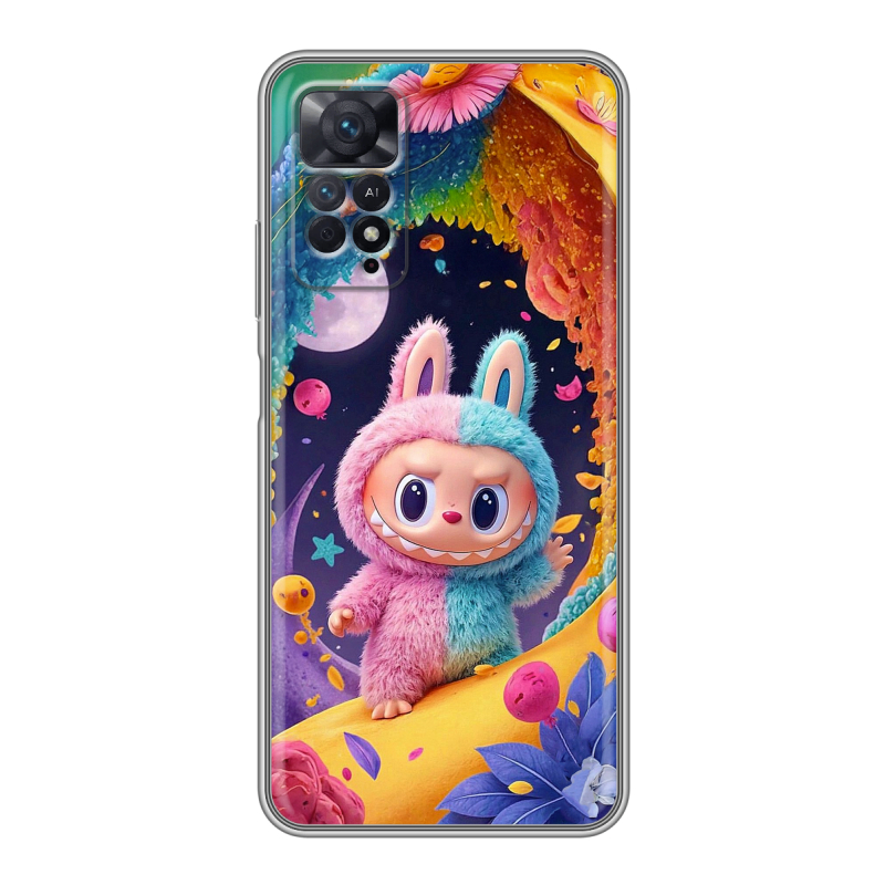 Силиконовый противоударный чехол на Xiaomi Redmi Note 11 Pro с принтом Labubu Лабубу Силиконовый противоударный чехол на Xiaomi Redmi Note 11 Pro с принтом Labubu Лабубу