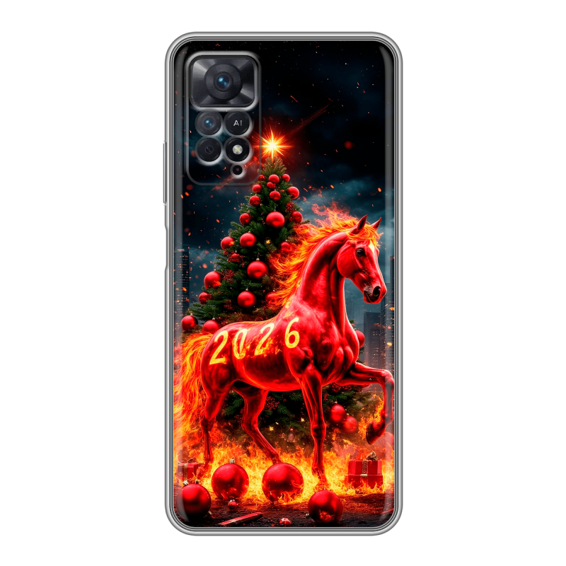 Силиконовый противоударный чехол на Xiaomi Redmi Note 11 Pro с принтом Новый год Силиконовый противоударный чехол на Xiaomi Redmi Note 11 Pro с принтом Новый год