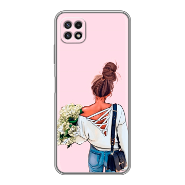 Силиконовый чехол на Samsung Galaxy A22s 5G с принтом Девушка и букет Силиконовый чехол на Samsung Galaxy A22s 5G с принтом Девушка и букет