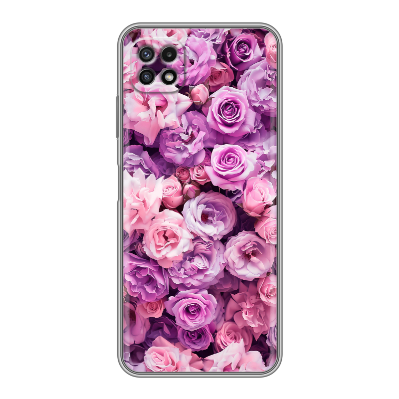 Силиконовый противоударный чехол на Samsung Galaxy A22s 5G с принтом лавандовые розы Силиконовый противоударный чехол на Samsung Galaxy A22s 5G с принтом лавандовые розы