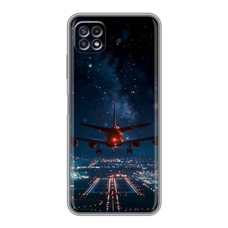 Силиконовый противоударный чехол на Samsung Galaxy A22s 5G с принтом самолет Силиконовый противоударный чехол на Samsung Galaxy A22s 5G с принтом самолет