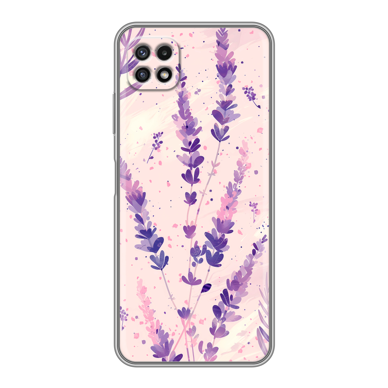 Силиконовый чехол на Samsung Galaxy A22s 5G с принтом цветы лаванда Силиконовый чехол на Samsung Galaxy A22s 5G с принтом цветы лаванда