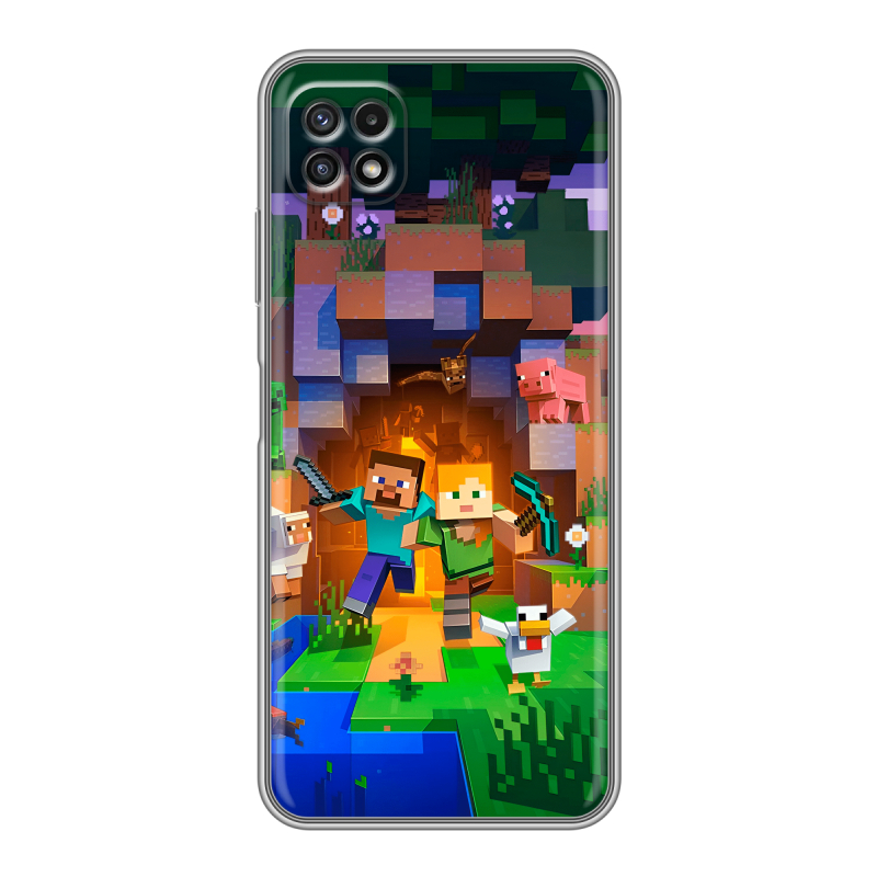 Силиконовый противоударный чехол на Samsung Galaxy A22s 5G с принтом Майнкрафт Minecraft Силиконовый противоударный чехол на Samsung Galaxy A22s 5G с принтом Майнкрафт Minecraft
