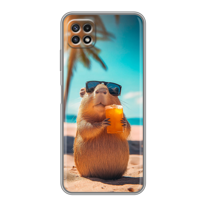Силиконовый противоударный чехол на Samsung Galaxy A22s 5G с принтом Капибара Силиконовый противоударный чехол на Samsung Galaxy A22s 5G с принтом Капибара