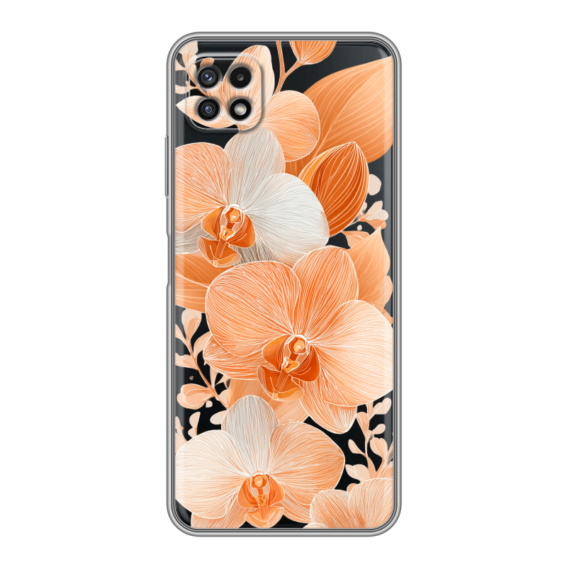 Силиконовый чехол на Samsung Galaxy A22s 5G с принтом Бежевые цветы Силиконовый чехол на Samsung Galaxy A22s 5G с принтом Бежевые цветы