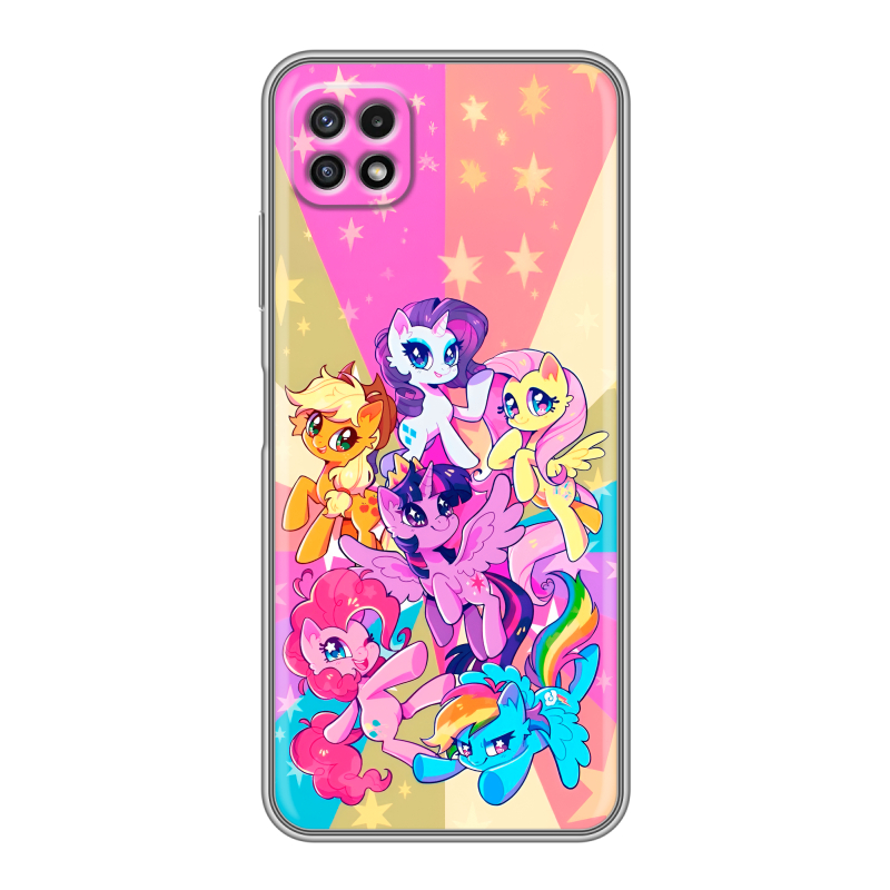 Силиконовый противоударный чехол на Samsung Galaxy A22s 5G с принтом My little pony Дружба чудо Силиконовый противоударный чехол на Samsung Galaxy A22s 5G с принтом My little pony Дружба чудо