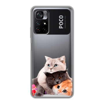 Силиконовый чехол на Xiaomi Poco M4 Pro 5G с принтом Кошки Силиконовый чехол на Xiaomi Poco M4 Pro 5G с принтом Кошки