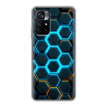 Силиконовый чехол на Xiaomi Poco M4 Pro 5G с принтом Неоновые соты