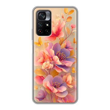 Силиконовый чехол на Xiaomi Poco M4 Pro 5G с принтом Цветы и бабочки Силиконовый чехол на Xiaomi Poco M4 Pro 5G с принтом Цветы и бабочки