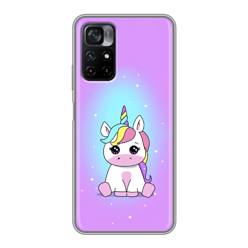 Силиконовый чехол на Xiaomi Poco M4 Pro 5G с принтом Единорог Силиконовый чехол на Xiaomi Poco M4 Pro 5G с принтом Единорог