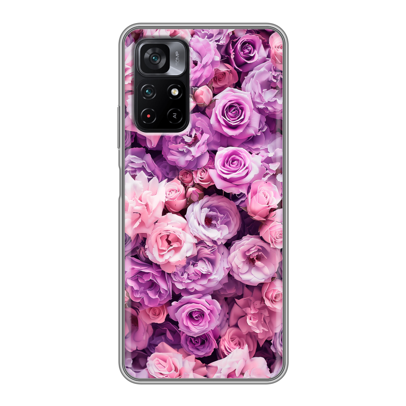 Силиконовый чехол на Xiaomi Poco M4 Pro 5G с принтом лавандовые розы Силиконовый чехол на Xiaomi Poco M4 Pro 5G с принтом лавандовые розы