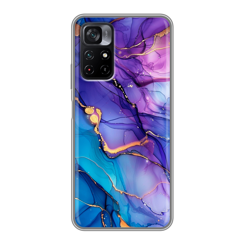 Силиконовый чехол на Xiaomi Poco M4 Pro 5G с принтом синий мрамор Силиконовый чехол на Xiaomi Poco M4 Pro 5G с принтом синий мрамор