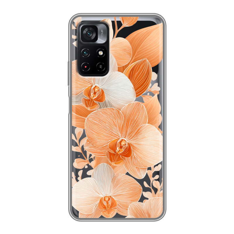 Силиконовый чехол на Xiaomi Poco M4 Pro 5G с принтом Бежевые цветы Силиконовый чехол на Xiaomi Poco M4 Pro 5G с принтом Бежевые цветы