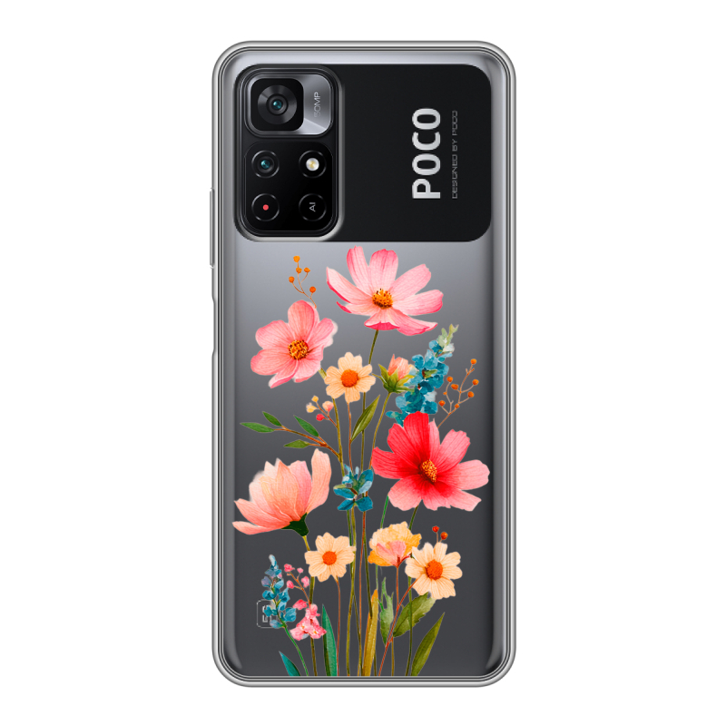 Силиконовый чехол на Xiaomi Poco M4 Pro 5G с принтом Цветы Силиконовый чехол на Xiaomi Poco M4 Pro 5G с принтом Цветы