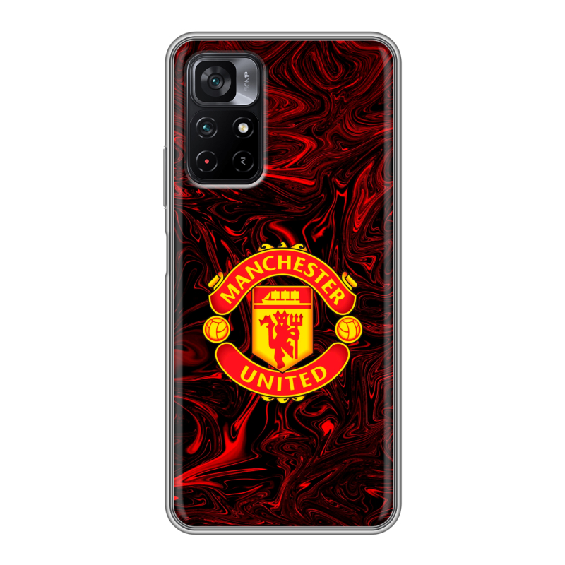 Силиконовый чехол на Xiaomi Poco M4 Pro 5G с принтом Manchester United Силиконовый чехол на Xiaomi Poco M4 Pro 5G с принтом Manchester United