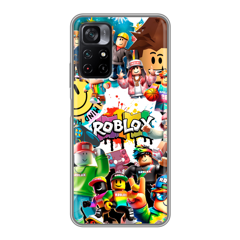 Силиконовый противоударный чехол на Xiaomi Poco M4 Pro 5G с принтом Roblox Роблокс Силиконовый противоударный чехол на Xiaomi Poco M4 Pro 5G с принтом Roblox Роблокс