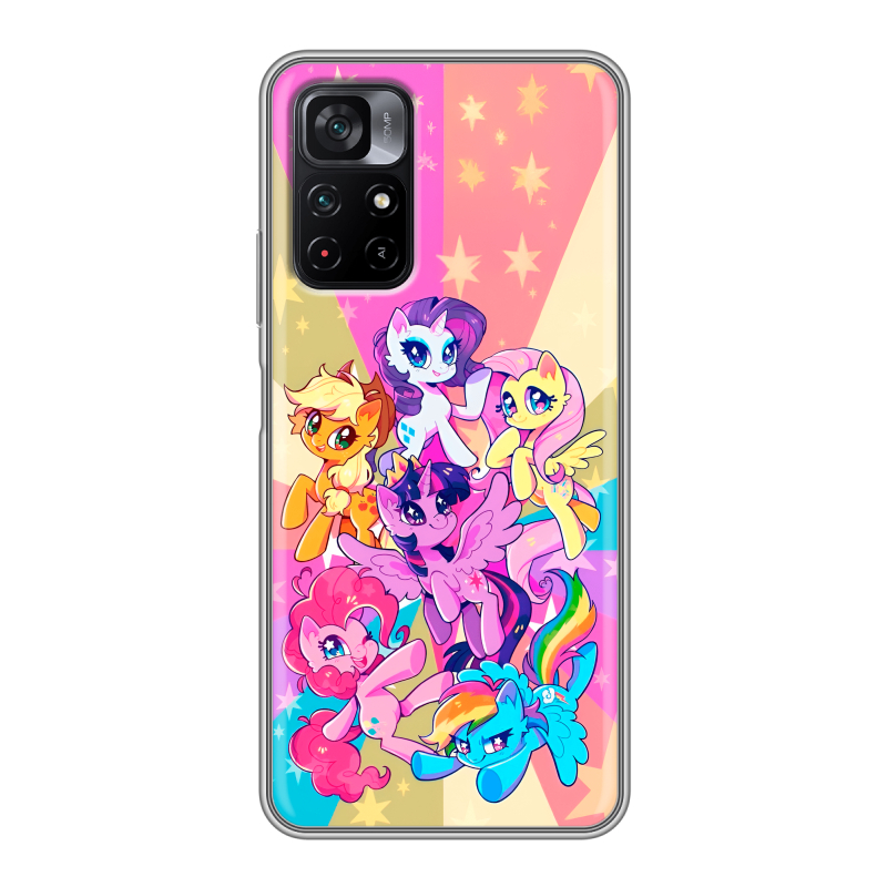 Силиконовый противоударный чехол на Xiaomi Poco M4 Pro 5G с принтом My little pony Дружба чудо Силиконовый противоударный чехол на Xiaomi Poco M4 Pro 5G с принтом My little pony Дружба чудо