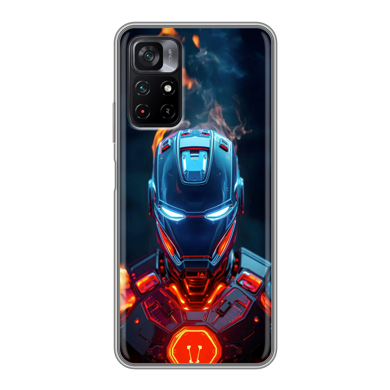 Силиконовый противоударный чехол на Xiaomi Poco M4 Pro 5G с принтом IronMan Железный человек Силиконовый противоударный чехол на Xiaomi Poco M4 Pro 5G с принтом IronMan Железный человек