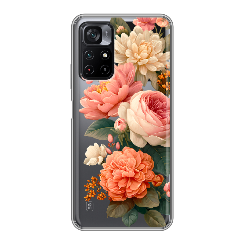Силиконовый чехол на Xiaomi Poco M4 Pro 5G с принтом цветы Силиконовый чехол на Xiaomi Poco M4 Pro 5G с принтом цветы