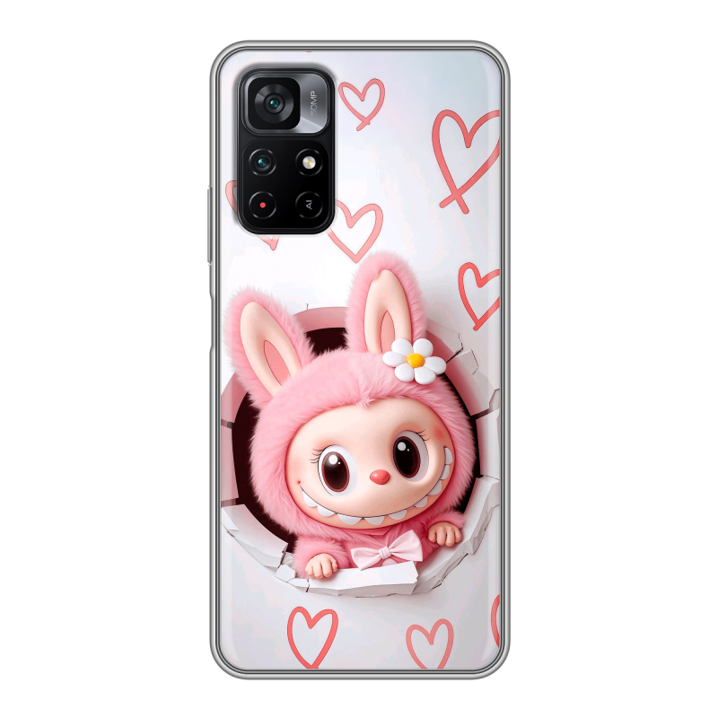 Силиконовый противоударный чехол на Xiaomi Poco M4 Pro 5G с принтом Labubu Лабубу Силиконовый противоударный чехол на Xiaomi Poco M4 Pro 5G с принтом Labubu Лабубу