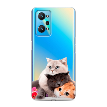 Силиконовый чехол на Realme GT Neo 2 с принтом Кошки Силиконовый чехол на Realme GT Neo 2 с принтом Кошки