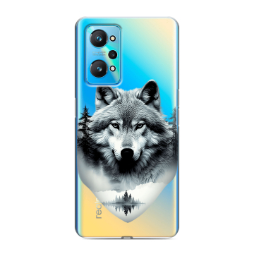 Силиконовый чехол на Realme GT Neo 2 с принтом Волк в лесу Силиконовый чехол на Realme GT Neo 2 с принтом Волк в лесу