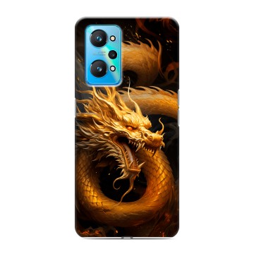 Силиконовый чехол на Realme GT Neo 2 с принтом Золотой дракон Силиконовый чехол на Realme GT Neo 2 с принтом Золотой дракон