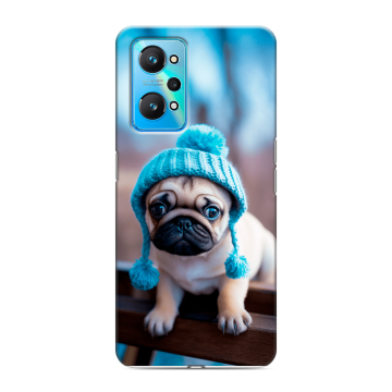 Силиконовый чехол на Realme GT Neo 2 с принтом Мопс в шапке