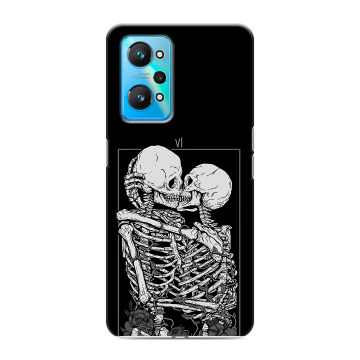 Силиконовый чехол на Realme GT Neo 2 с принтом Поцелуй скелетов