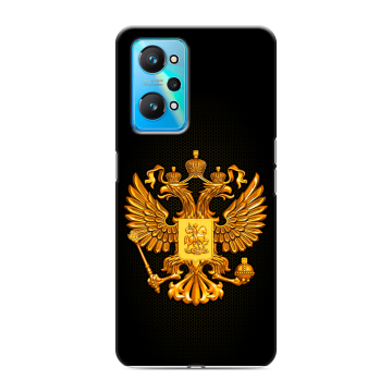 Силиконовый чехол на Realme GT Neo 2 с принтом Герб России желтый